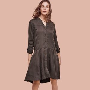Anthropologie Holding Horses Brown Button Down Shirt Dress Country Western 6